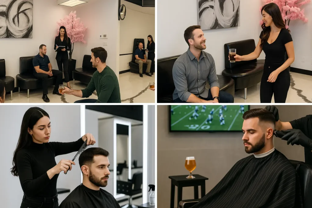 Men’s Grooming Lounge | Haircuts & Beard Trims in Des Moines
Live-sports lounge, craft drink, fades and beard trims by specialists. Book your men’s haircut at Ashley Beauty Salon, Des Moines.